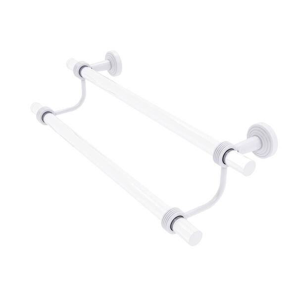 Allied Brass Pacific Beach Collection 24 in. Wall Mounted Double Towel Bar with Groovy Accents in Matte White