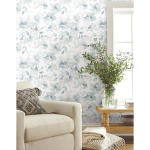 Blue Renewed Floral Non Woven Preium Paper Peel and Stick Matte Wallpaper Approximately 34.2 sq. ft