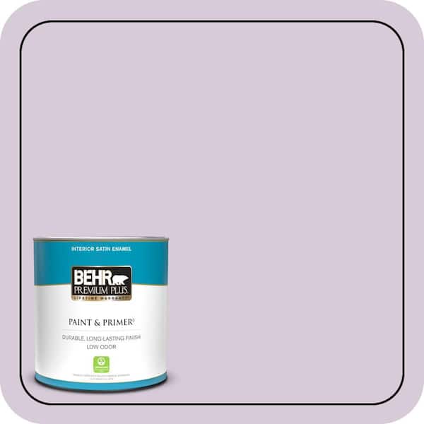 BEHR PREMIUM PLUS 1 qt. #670C-3 Purple Cream Satin Enamel Low Odor Interior Paint & Primer