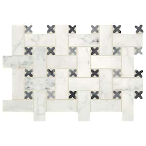 Premier Accents White and Gray Basket Weave 9 in. x 14 in. x 10 mm Natural Stone Mosaic Tile (0.82 sq. ft. / piece)