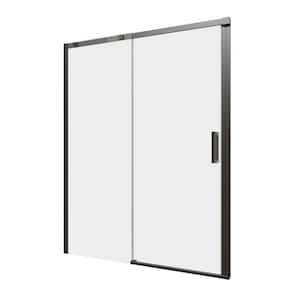 Hoven 60 in. W x 74 in. H Sliding Frame Shower Door in Matte Black Finish with Clear Glass