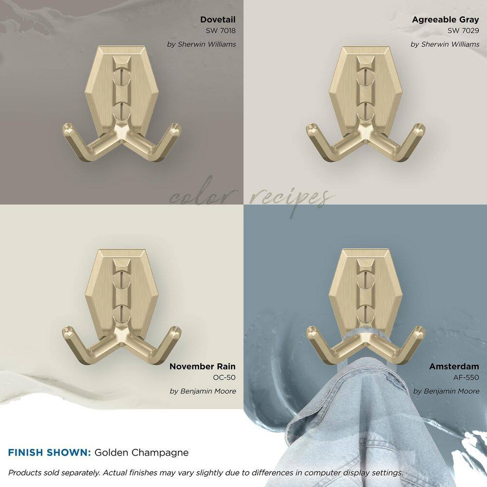 Golden Champagne Double Prong Decorative Wall Hook