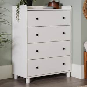 16 in W. 4-Drawer White Solid Wood Chest Dresser