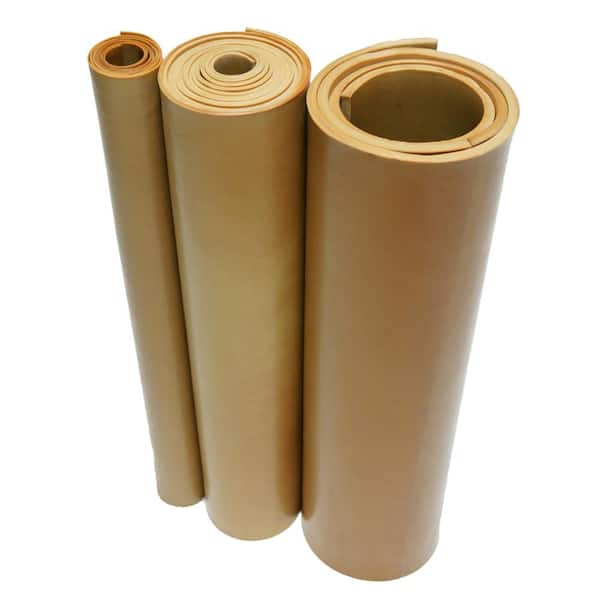 6W x 3 ft.L x 1/8Thick Natural Gum Rubber Strip 600% Elongation Plain Backing Type Tan pack of 5 40A 