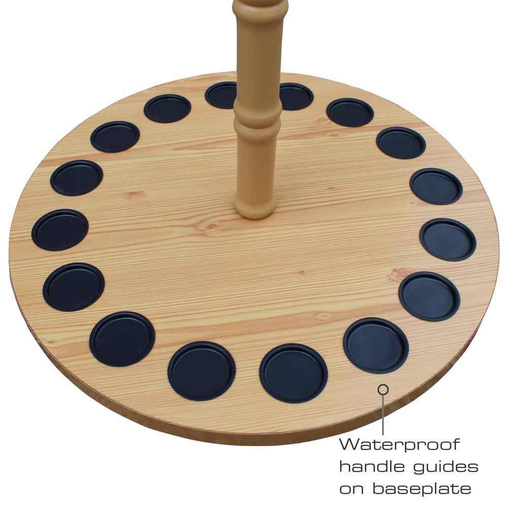 Round 16-Fishing Rod Storage Rack with Traditional Handcrafted Wood Post