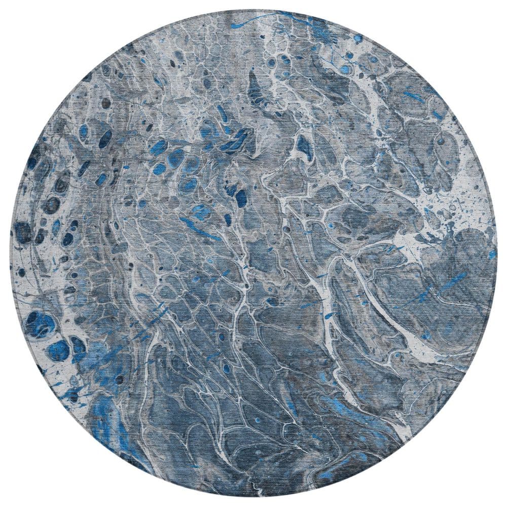 Chantille Machine Washable Indoor/Outdoor Abstract ACN2730 Denim 8 ft. x 8 ft. Round Rug price history on PriceWatchPro