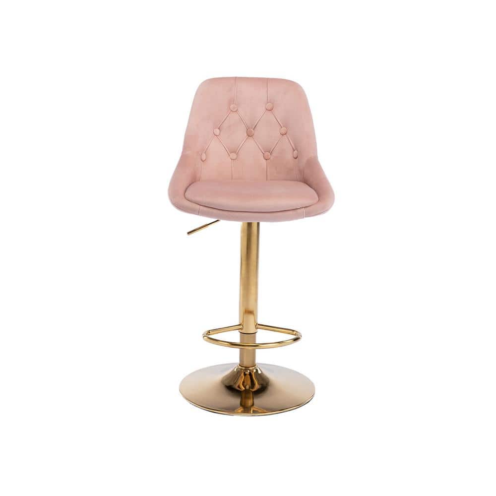 44in. Pink Bar Stools with Back and Footrest Counter Height Dining Chairs LH513 The Home Depot