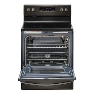 30 in. 5.3 cu. ft. Electric Range with 5 Burner Elements and Frozen Bake Technology in Black Stainless