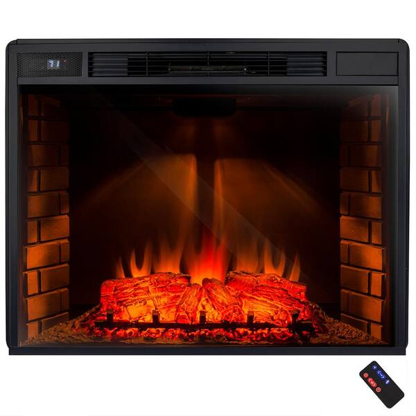 AKDY 33 in. Freestanding Electric Fireplace Insert Heater in Black with Tempered Glass and Remote Control