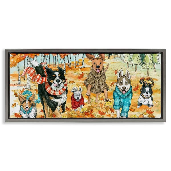 Stupell Industries Autumn Dog Park Animals Running by Sherri Buck