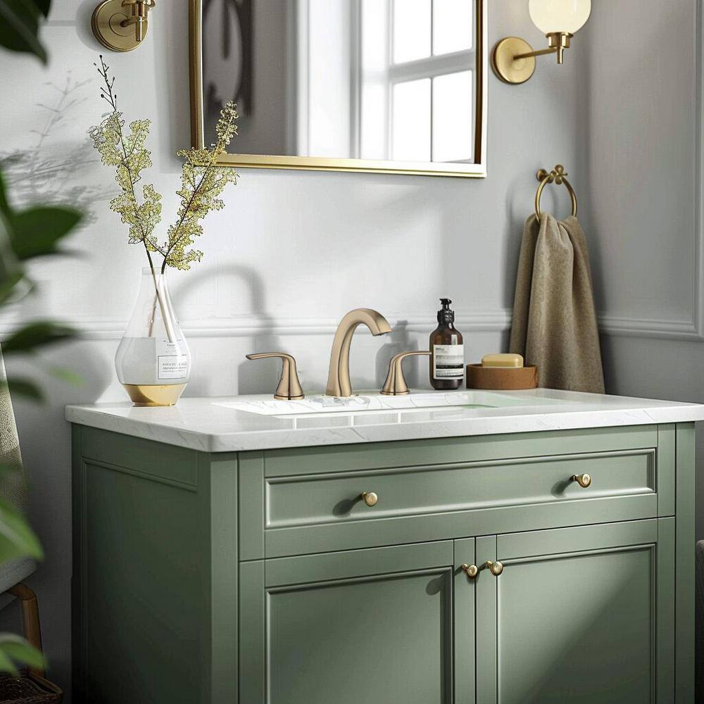 Brushed Gold 8-Inch Widespread Double Handle Bathroom Faucet
