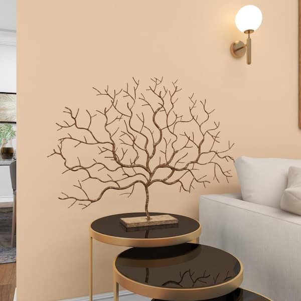 Litton Lane 4 in. x 24 in. Silver Metal Tree Sculpture