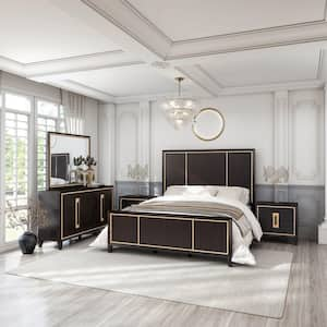 Demi 5-Piece Espresso Solid Wood Eastern King Bedroom Set