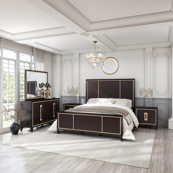 Furniture of America Demi 5-Piece Espresso Solid Wood Eastern King Bedroom Set