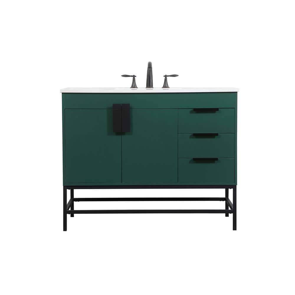 Simply Living 42 in. W x 22 in. D x 33.5 in. H Bath Vanity in Green with Iv