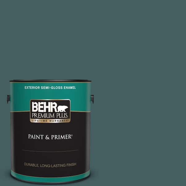 BEHR PREMIUM PLUS 1 gal. #BXC-15 Green Mallard Semi-Gloss Enamel Exterior Paint & Primer