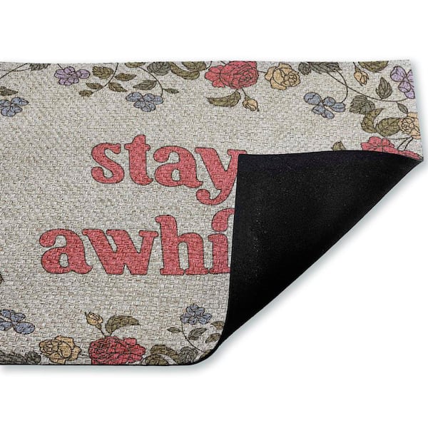 Stay Awhile Inviting Florals Multi-Colored 18 in. x 30 in. Polyester Non-Slip Outdoor Door Mat