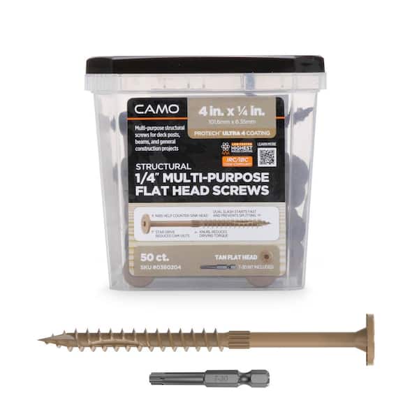 CAMO 1/4 in. x 4 in. Star Drive Flat Head Multi-Purpose Structural Wood Screw - PROTECH Ultra 4 Exterior Coated (50-Pack)