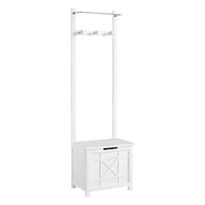 Derby White 68 in x 20 in x 14 in. Wood Contemporary Rectangle Laundry Room Hamper with Cushioned Seat and Towel Rack