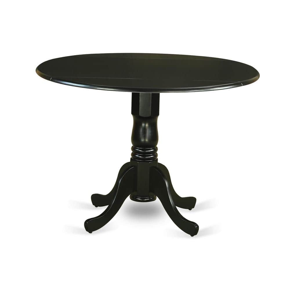 3-Piece Black Finish Solid Wood Top - Dining Room Set with Dropleaf - Seats 4