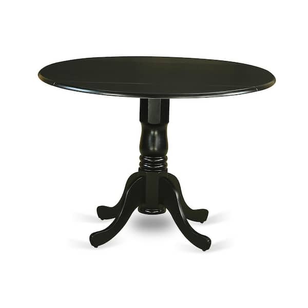 East West Furniture 3-Piece Black Finish Solid Wood Top - Dining Room Set with Dropleaf - Seats 4