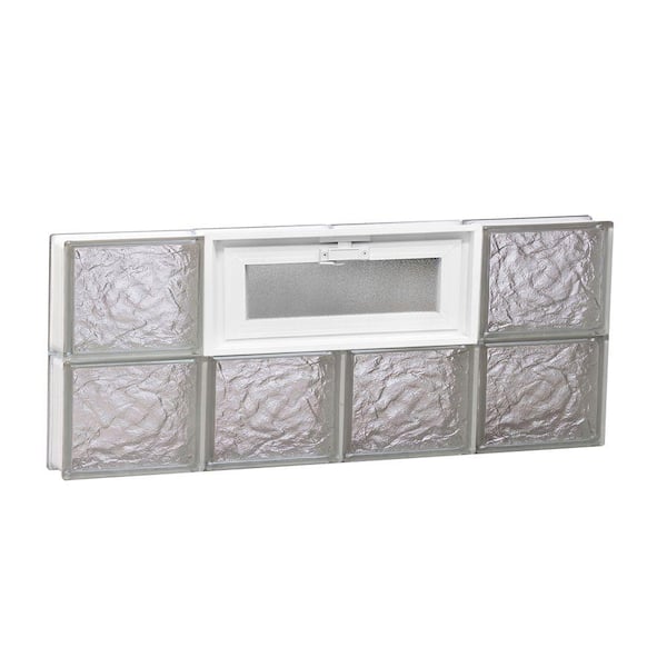 Clearly Secure 31 in. x 11.5 in. x 3.125 in. Frameless Vented Ice Pattern Glass Block Window