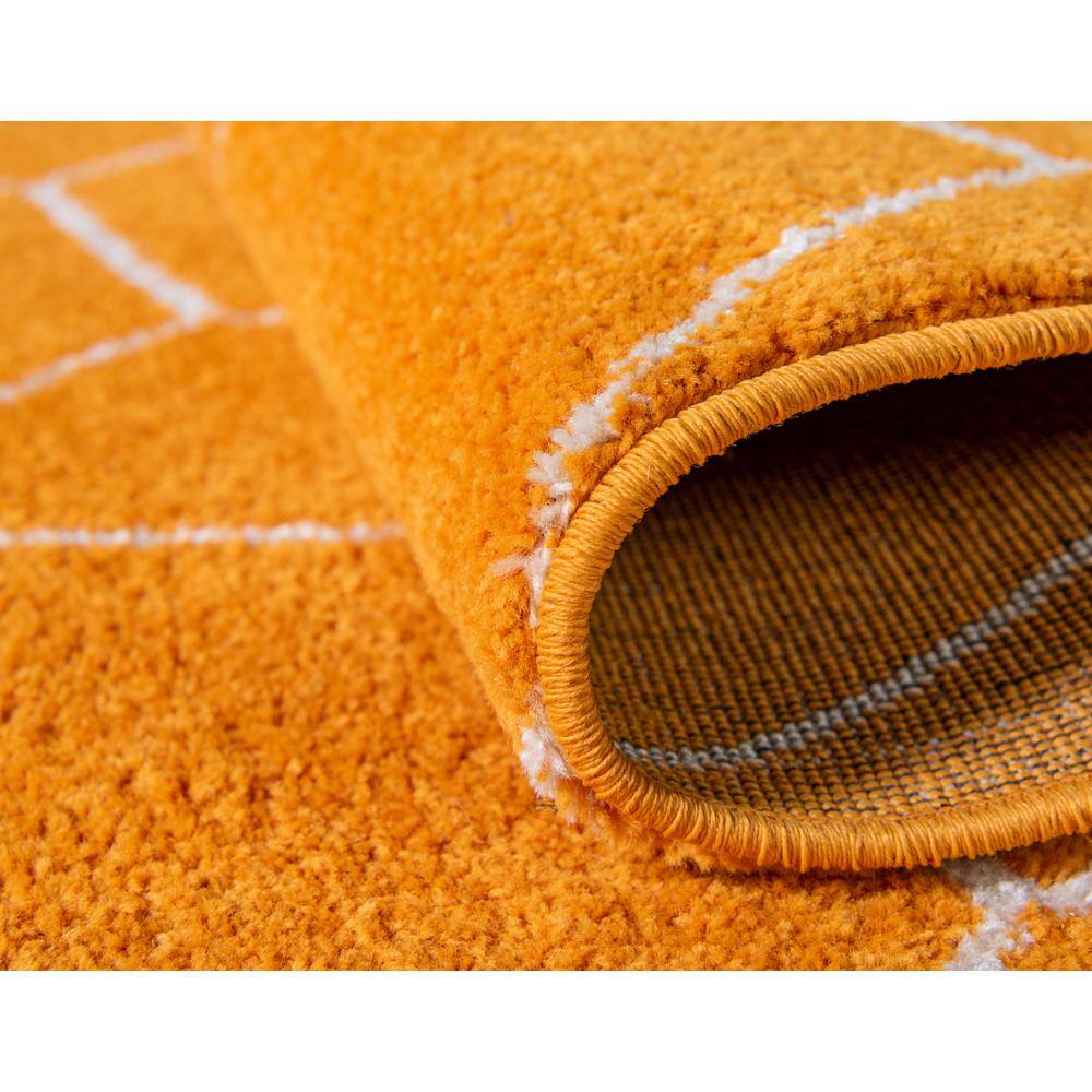 Trellis Frieze 8' Round Orange Synthetic Area Rug