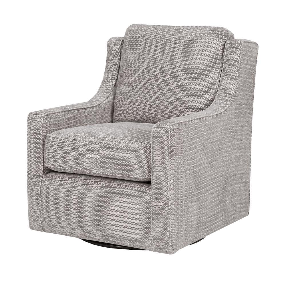 Gray Geometric Pattern Swivel Accent Chair with Wood Frame