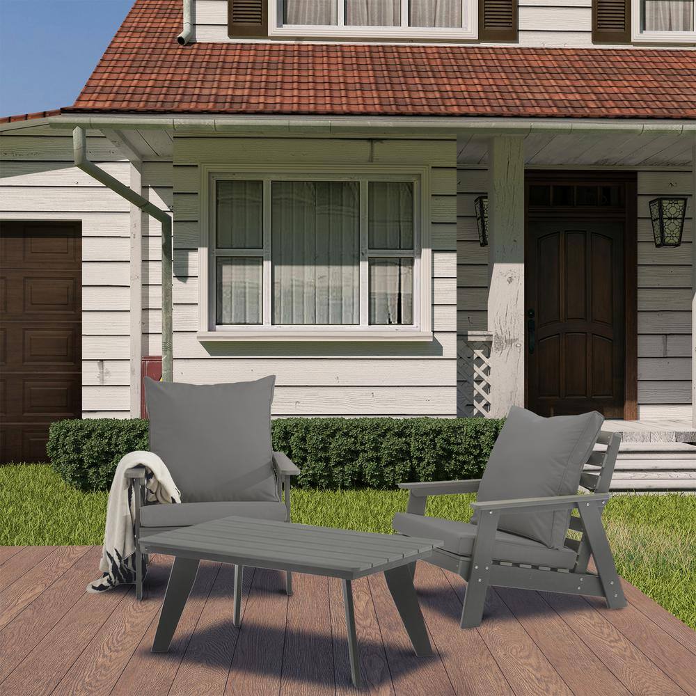 Gray Steel Rectangle Outdoor Coffee Table with Tapered Legs