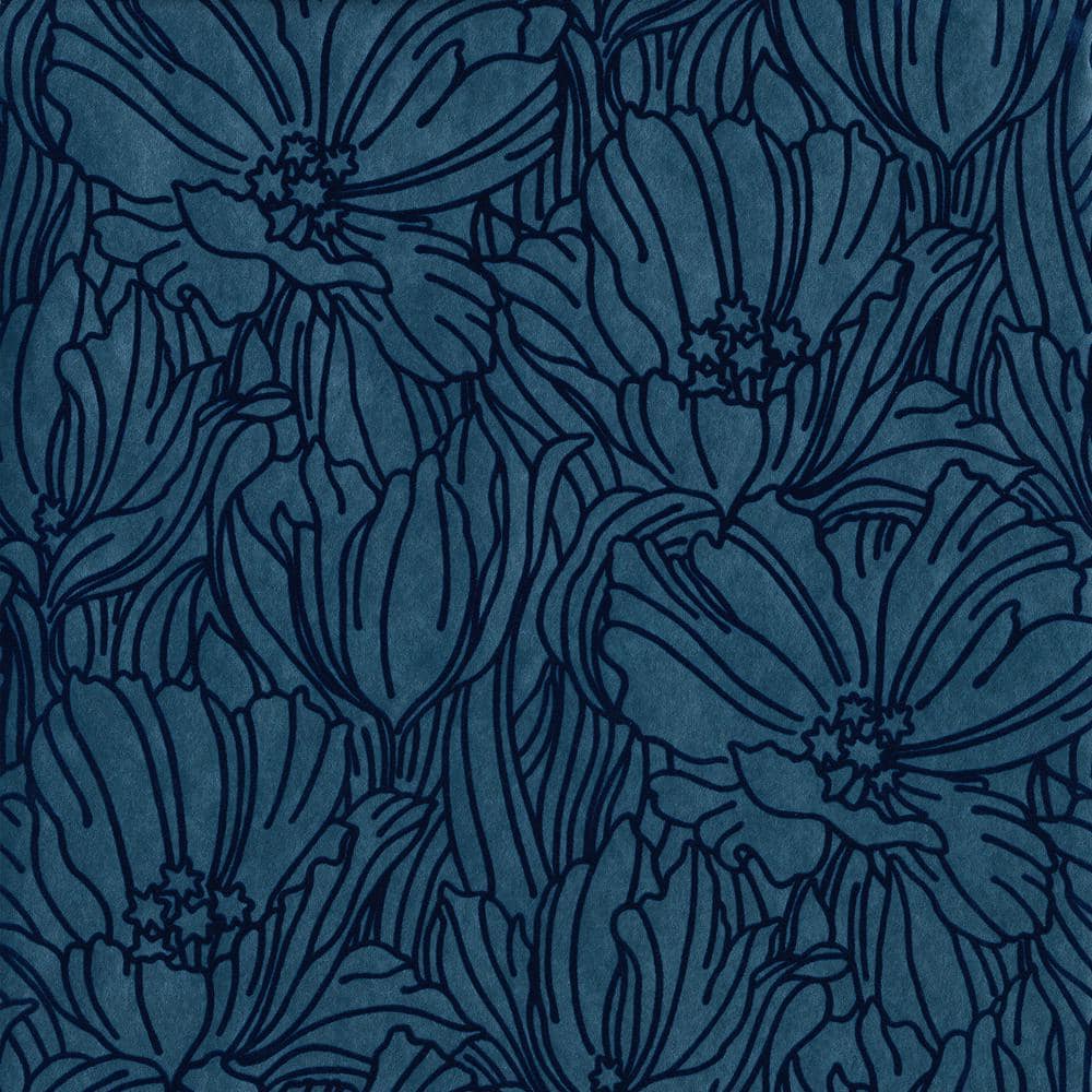 Blue floral wallpaper