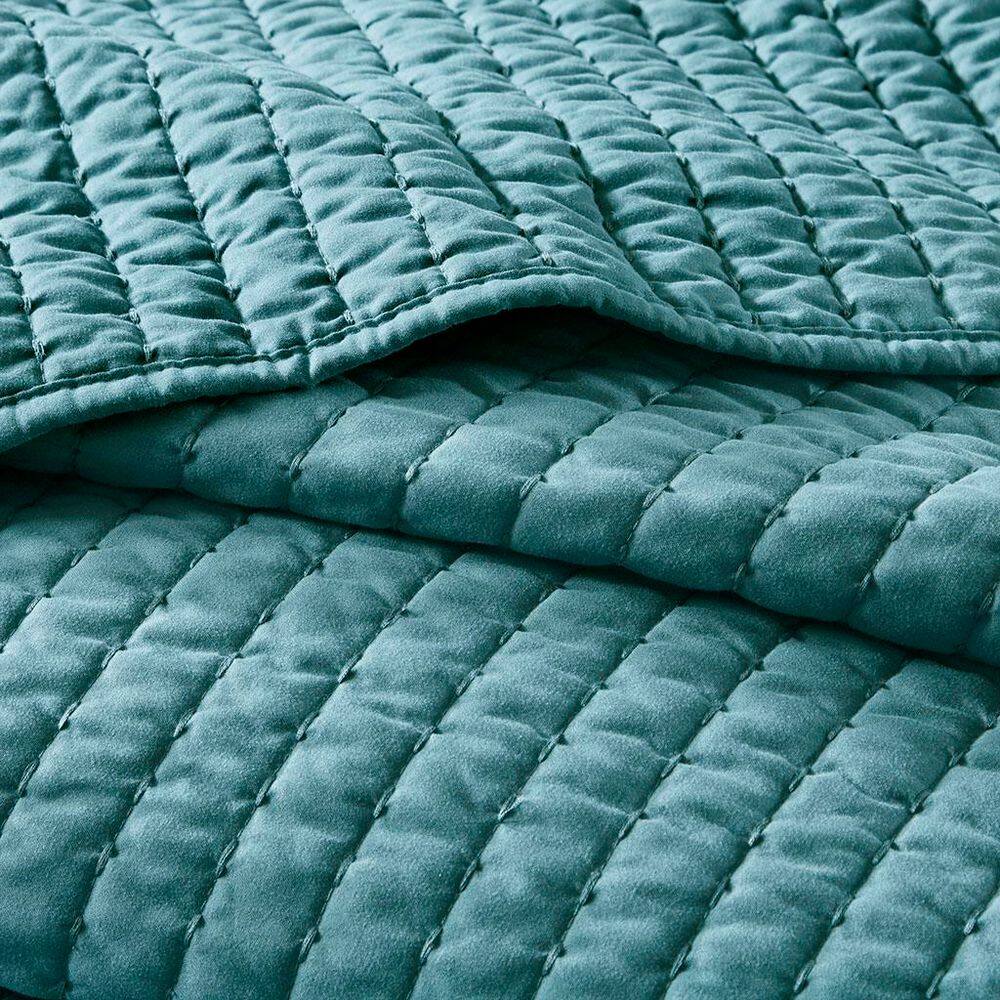 Teal Twin Microfiber Reversible Quilt Set