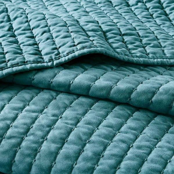 Madison Park Jaxson 2-Piece Teal Microfiber Twin/Twin XL Quilt Set