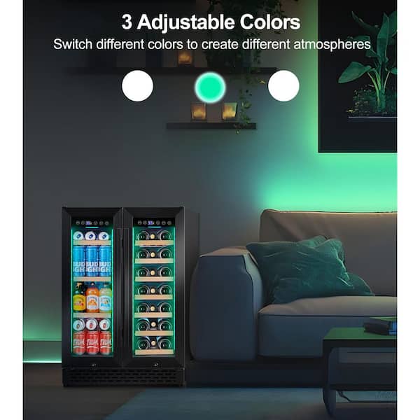TAZPI Black 24 in. Dual Zone Built-In/Freestanding 21-Wine Bottle