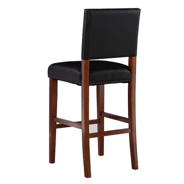 Luxury Black Faux Leather Scoop Back Bar Stool – Natural Oak Legs