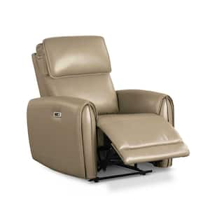 Oremus 35 in. Faux Leather Power Recliner in Beige with USB Chargers