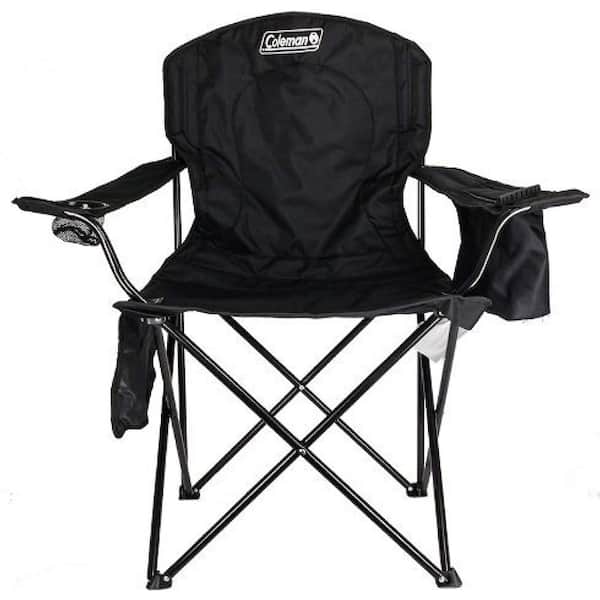 ITOPFOX Black Portable Camping Chair with 4-Can Cooler, Fully Cushioned Seat and Back with Side Pocket, Cup Holder and Carry Bag