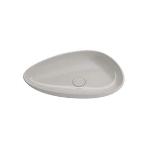 Etna 23.25 in. Biscuit Fireclay Oval Vessel Sink with Matching Drain Cover