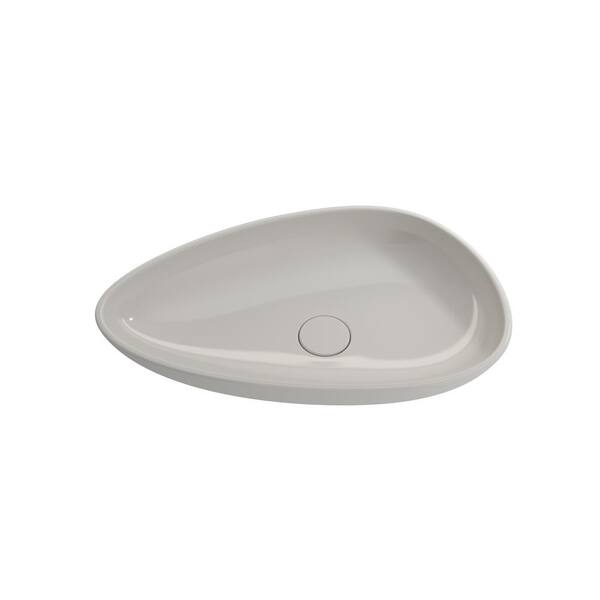 BOCCHI Etna 23.25 in. Biscuit Fireclay Oval Vessel Sink with Matching Drain Cover