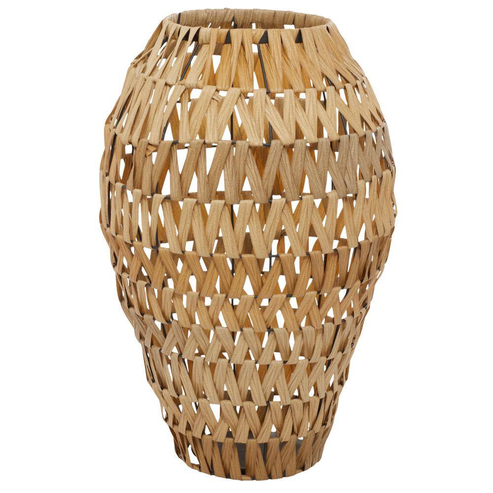 Handmade Woven Brown Faux Seagrass Urn Vase