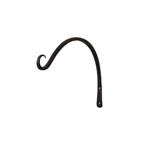 14 in. L Black Powder Coat Iron Wall Mounted Up Curled Bracket