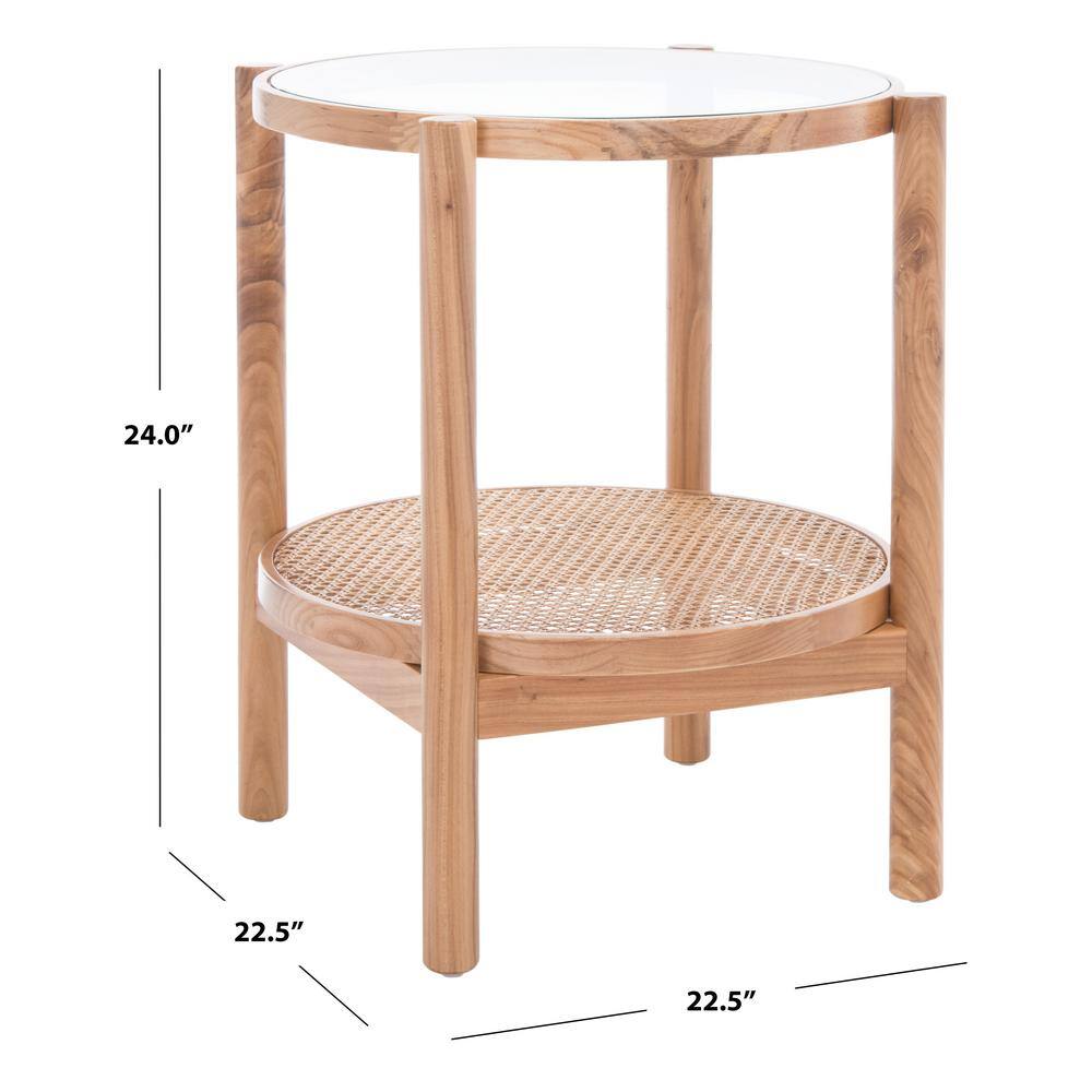 Karyna 22.5 in. Natural Round Glass End Table - thumbnail 6