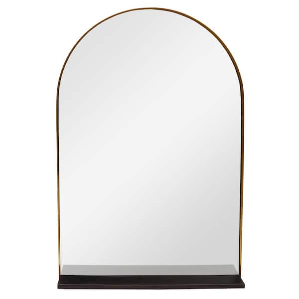 Mirrorize Canada 24 in. W x 36 in. H Premium Modern 2-Tone Iron Arch Mirror with Functional Shelf