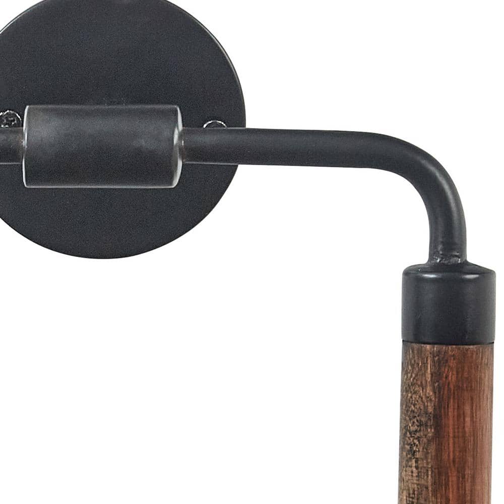 Rustic Black and Wood Wall Mounted Towel Ring