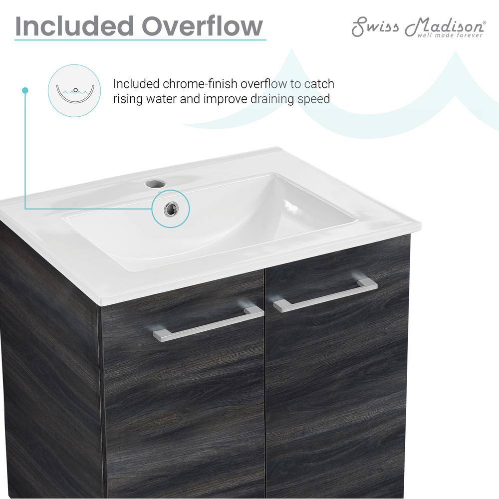 Annecy 24" Black Walnut Freestanding Bathroom Vanity