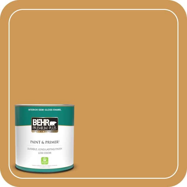 BEHR PREMIUM PLUS 1 qt. #M270-6 Glazed Pears Semi-Gloss Enamel Low Odor Interior Paint & Primer