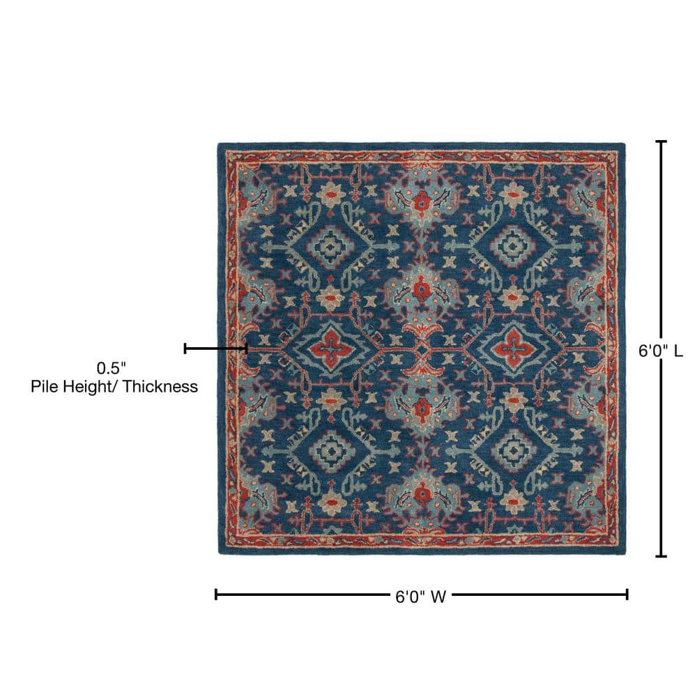 Heritage Blue Hand-Tufted Wool 6' x 6' Square Area Rug