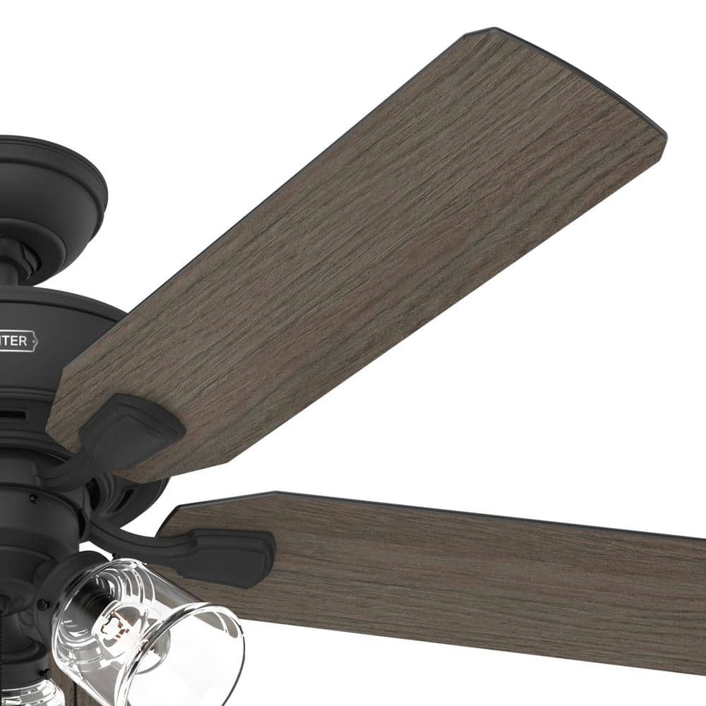 52" Matte Black 5-Blade Ceiling Fan with LED Lights