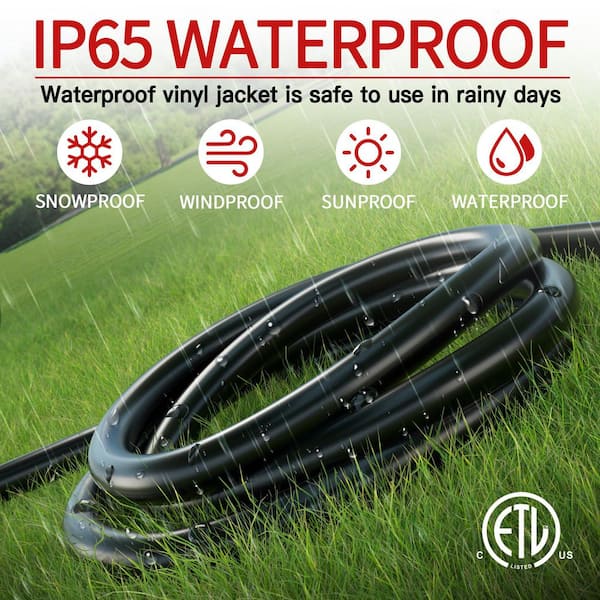 100 ft. 1250W 16/3 SJTW-Gauge Outdoor Indoor Extension Cord Black