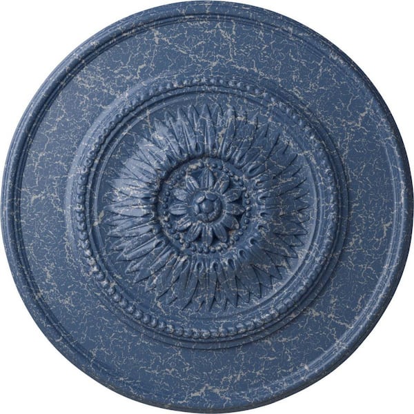 Ekena Millwork 23-1/2 in. x 2-3/4 in. Floral Urethane Ceiling Medallion, Americana Crackle