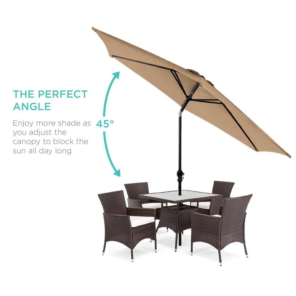 Sunset Bliss 10ft Tan Outdoor Market Patio Umbrella with Steel Frame